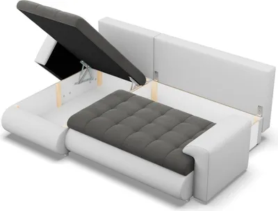 Produktbild von Links Ecksofa mit Schlaffunktion FORESTA, Sofa mit bettkasten 230x159cm, Dunkelgrau + Weiß