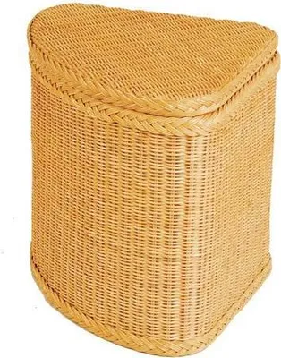 Produktbild von KRINES HOME Rattan Wäschekorb / Wäschetruhe mit stabilem Deckel Form Eck in der Farbe Honig