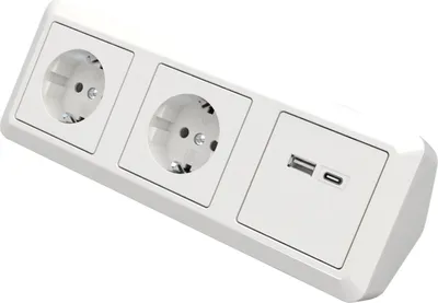 Produktbild von Steckdosenblock McPower ''Cup'' Aufbau, weiß, 2-fach Schutzkontakt + 2x USB A+C