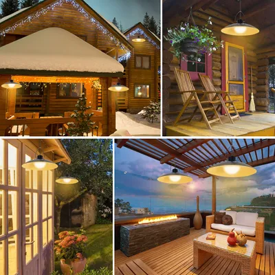 Collage of outdoor scenes featuring pendant lights.