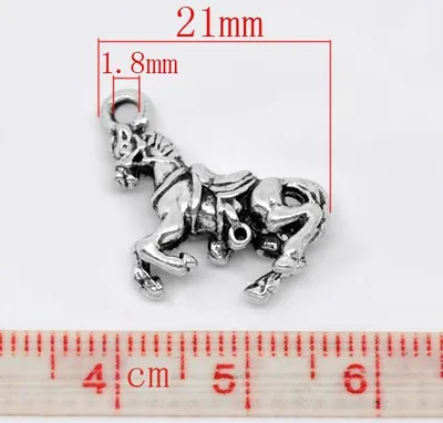 Produktbild von 2 Charm Anhänger Pferd, 21 x 15 mm, altsilber