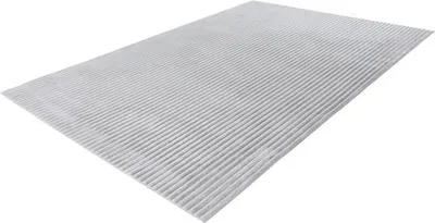 Produktbild von Lalee Plüsch - Japandi Teppich - Super weich - gestreift Area Teppich - Teppich hoch niedrig Flor einfarbig Fluffy 80x150 cm Silbergrau