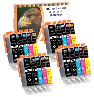 Immagine prodotto di Cartucce compatibili D&C 20x per stampanti Canon PGI-570 PGI570 CLI-571 CLI570, adatte ai modelli Canon PIXMA MG5753, MG6800, MG6850, MG6851, MG6852, MG6853, MG7700, MG7750, MG7751, MG7752, MG7753, TS5050, TS5051, TS5053, TS5055