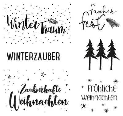 Produktbild von Rayher Klarsichtstempel Weihnachtsgrüße 6 Motive Silikonstempel 97 x 102,5 mm