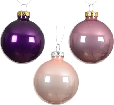 Produktbild von Weihnachtskugeln Glas 6cm x 20 Stück - Lila / Rosa Mix