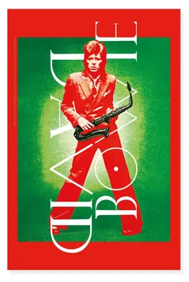 Produktbild von Spreadshirt David Bowie Poster Bowie Mit Saxofon Poster 60x90 cm, One size, Weiß