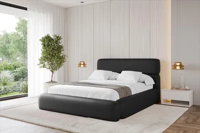 Produktbild von ALTDECOR Polsterbett mit Bettkasten -  ENORA - 180x200 Schwarz Kunstleder - Bett mit Matratze H3/H4, Kopfteil, Boxbett, Doppelbett mit Stauraum