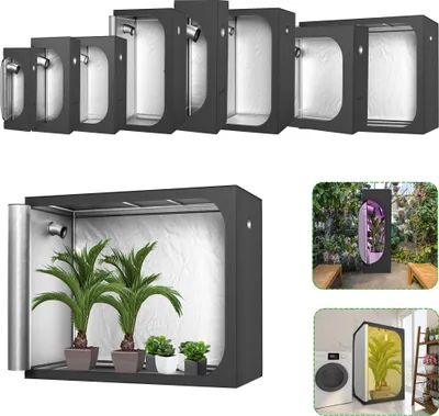 Zdjęcie produktu dla XMTECH Mały namiot do uprawy, odpowiedni do Aerogarden, hydroponiczny system uprawy, wewnętrzny namiot do uprawy wykonany z wysoce odblaskowego Mylaru z oknem wentylacyjnym, rozmiar: 120 x 60 x 150 cm