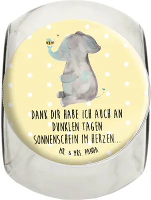 Produktbild von Mr. & Mrs. Panda keksglas Elefant Biene XL 2000ml - Gelb Pastell - Geschenk, Kaffeedose, Frischhaltedose, Bonboniere, Vorratsglas, aufbewahrungsglas, Liebe, Liebesspruch