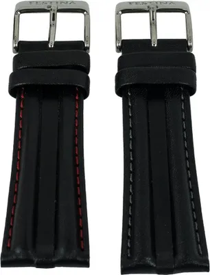 Produktbild von Festina | Uhrenarmband 24mm Leder für F16874 mit Doppelwulst, Farbe:schwarz/grau