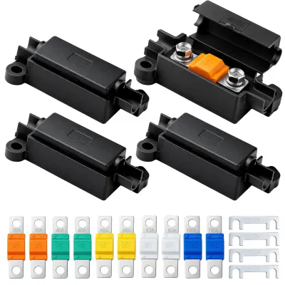 Midi-Sicherungshalter-Set, 4 Halter + 10 Sicherungen 30–100 A