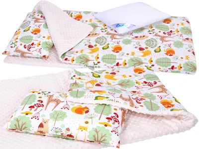 Immagine prodotto di Sacco a pelo BOBO, grande sacco a pelo per bambini in cotone e minky 155x78 cm - animali della foresta