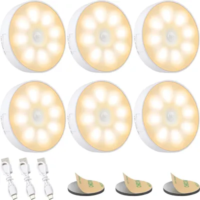 Immagine prodotto di Lampada a LED con sensore di movimento - Luce notturna USB - Ideale per illuminare ambienti bui - Rilevamento del movimento a 3 metri - 8 LED - Luce bianca calda