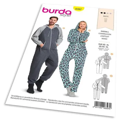 Obrázok produktu pre Strih Burda 6397 - Dámsky a pánsky domáci overal, kombinéza