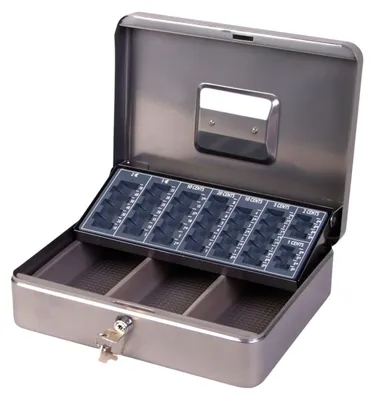 Image de BURI Caissette à monnaie avec insert Euro Caissette à monnaie Coffre-fort verrouillable avec compartiment à pièces nouveau