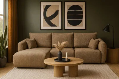 Produktbild von Ecksofa mit Schlaffunktion RUDEN Sofa in Stoff Bello Braun Ottomane Links