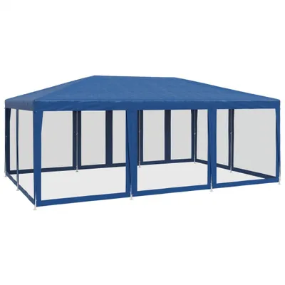 Produktbild von vidaXL Partyzelt mit 10 Mesh-Seitenteilen Blau 6x4 m HDPE