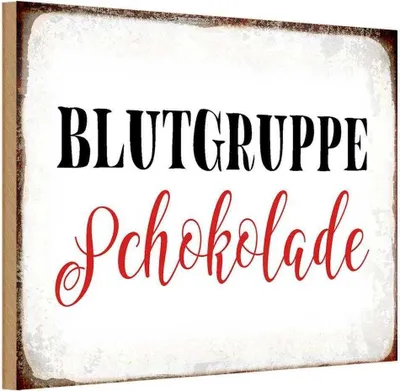 Produktbild von vianmo Holzschild 12x18 cm Blutgruppe Schokolade Essen Trinken