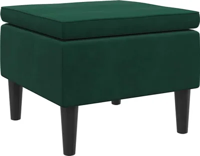 Image de vidaXL Tabouret avec pieds en bois vert foncé velours