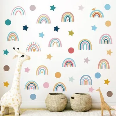 Produktbild von Ultiluxe Wandaufkleber - Regenbogen Wandtattoo - Herz Wandsticker - Wanddekoration - Selbstklebend - Entfernbare - Rosa/Beige - Größe N/A - Farbe Rosa
