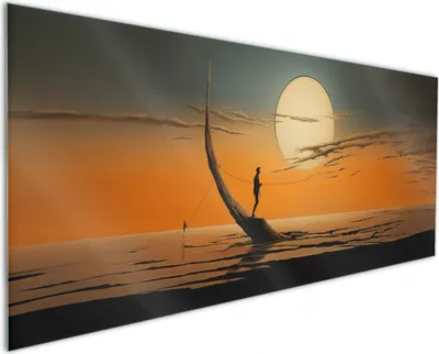 Produktbild von Wallario Küchenrückwand aus Glas, Größe: 125 x 50 cm, Motiv: Einsam im Sonneruntergang | Spritzschutz | abwischbar | pflegeleicht | in