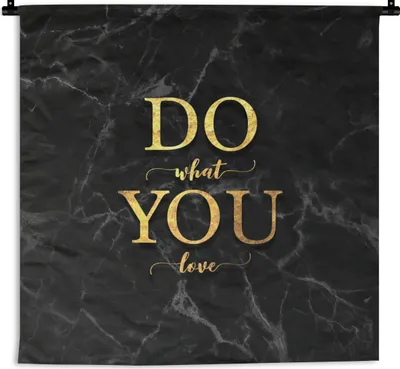 Produktbild von MuchoWow® Wandteppich Wandbehang Zitate - Motivation - Gold - Marmor 150x150 cm Tapisserie Dekoration Wandtuch - Wohnaccessoires - Modernes