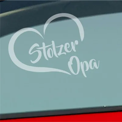 Produktbild von Auto Aufkleber Stolzer Opa Liebe Herz Großvater Enkel 12x10 cm Milchglas Sticker Heckscheibenaufkleber
