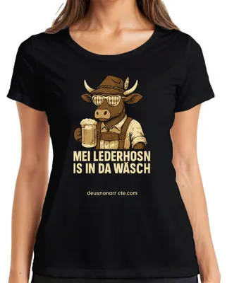 Productafbeelding van Mei Lederhosn - bierkoei dames T-shirt, zwart, maat XXL