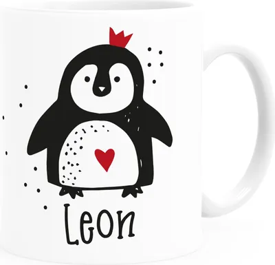 Produktbild von Kindertasse Kunststoff Tiermotive little Fox Fuchs Pinguin Panda personalisierte Geschenke für Kinder Jungen Mädchen SpecialMe® Pinguin weiß Kunstoff-Tasse
