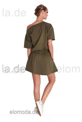 Produktbild von Damen Kleid Asymmetrisch Minikleid Sommer-Kleid S/M; Khaki