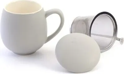 Produktbild von Kräuterteetasse "Saara" Porzellan, 3- teilig, matt grau 0,35 l