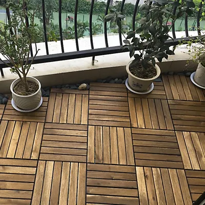 Produktbild von YZNAHRE 11 stück Terrassenfliesen Holz Balkonfliesen mit Klicksystem 30x30cm, 1m² Balkon Bodenbelag Wetterfest Klickfliesen Terrasse Terrassenplatten für Garten Balkon Terrasse, Typ A