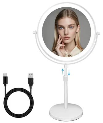 Make-up-Spiegel mit LED, 10x Vergrößerung, höhenverstellbar, Touch-Sensor