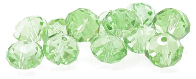 Produktbild von Vintageparts Glasschliffperlen hellgrün Rondell 12 mm durchsichtig, 10 Stück