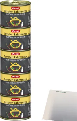 Produktbild von Menzi Tomaten Rahmsuppe mit Tomatenwürfeln (5x200ml Dose) + usy Block