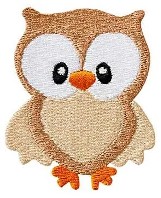 Bügelapplikation Eule braun beige 5,5 x 6,5 cm