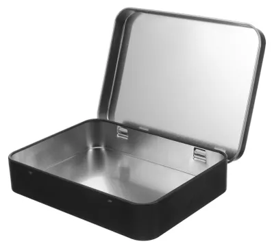 Produktbild von Rechteckige, metallene Aufbewahrungsbox mit Deckel für Schmuck und kleine Gegenstände