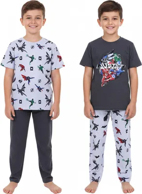 Obrázok produktu pre Justice League Pyjama pre chlapcov s dlhými nohavicami, Batman Superman Flash, SADA 2 KUSOV 128