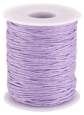 Image de Cordon en coton tressé - Fil ciré pour la fabrication de bijoux artisanaux - 1 mm - 91,4 mètres par rouleau - Violet