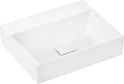 Zdjęcie produktu dla hansgrohe Xelovos E umywalka, bez przelewu, 600x480 mm, SmartClean, polerowana, z wyciąganym odpływem, 61095450