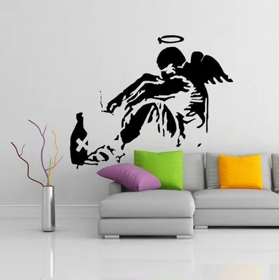 Zdjęcie produktu dla Naklejka ścienna "Decords" – upadły anioł w stylu street art, wymiary: 419 x 348 cm