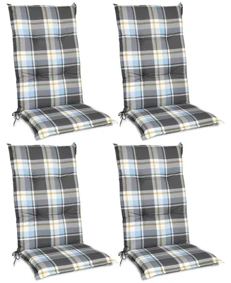 Produktbild von Beautissu 4er Set Hochlehner Auflagen Set 120x50 cm Polster Blau Kariert