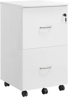 Obrázek produktu pro Mobilní archivní skříňka na kolečkách se dvěma zásuvkami – kolečka s aretací – rozměry 43 x 44,5 x 72 cm – bílá barva