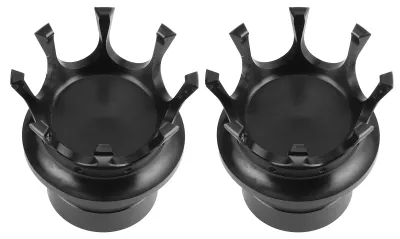 Imagen del producto de Tapas para la horquilla delantera con diseño distintivo de corona, fabricadas en aleación de aluminio mediante mecanizado CNC, para modificación de motocicletas. Color: