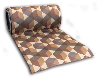 Imagen del producto de Alfombra moqueta antideslizante por metros para cocina y pasillo - Geométrico Marrón Beige 7080004