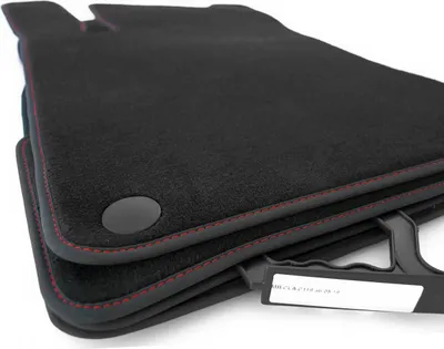 Image de Tapis de sol Mercedes CLA C118 à partir de 2019 Sport Tuning Tapis de voiture premium AMG Accessoires, velours 4 pièces, coutures décoratives rouges