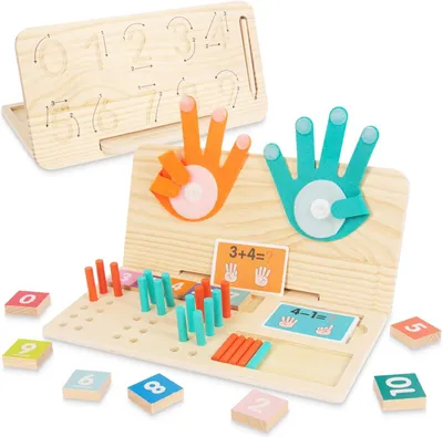 Produktbild von Lernspiele für Kleinkinder (2-4 Jahre) – Holzspielzeug, doppelseitige, pädagogische Mathematik-Materialien – Zahlenblöcke für Kinder