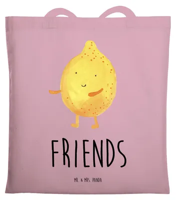 Produktbild von Mr. & Mrs. Panda Tote Bag Beste Freunde Zitrone - Rosa Pastell - Geschenk, Einkaufstasche, Fehlende Keywords, Jutebeutel, Tasche, Beutel, Laptoptasche, Lustige Sprüche