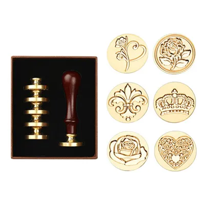 Produktbild von Stempelset,Wachs Stempel Wachssiegel Set, Kupfer Wachssiegel Stempel Kit Siegelstempel Set für Umschlag Hochzeit