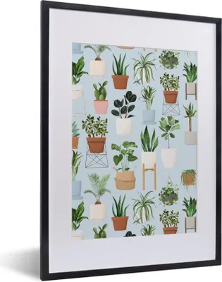 Produktbild von MuchoWow® MuchoWow® Gerahmtes Poster Pflanzen - Blumentopf - Hängender Blumentopf 30x40 cm - Poster mit zchwarzem Bilderrahmen - Wandposter Schlafzimmer